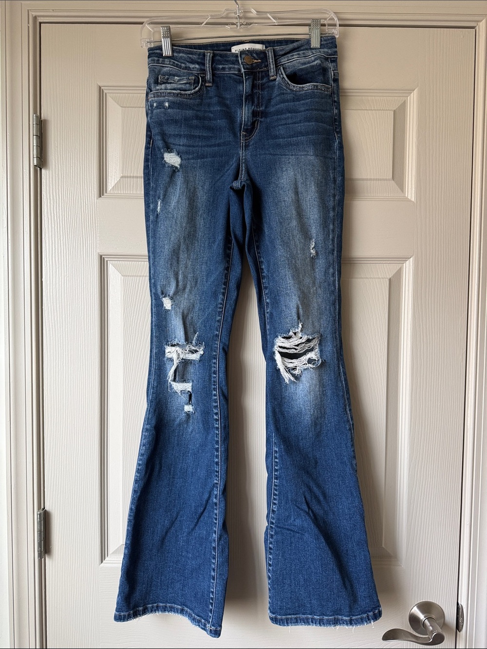 Flying Monkey Distressed Blue Flare Jeans Size 26